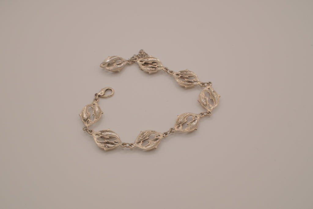 Vintage sterling silver dolphin link bracelet