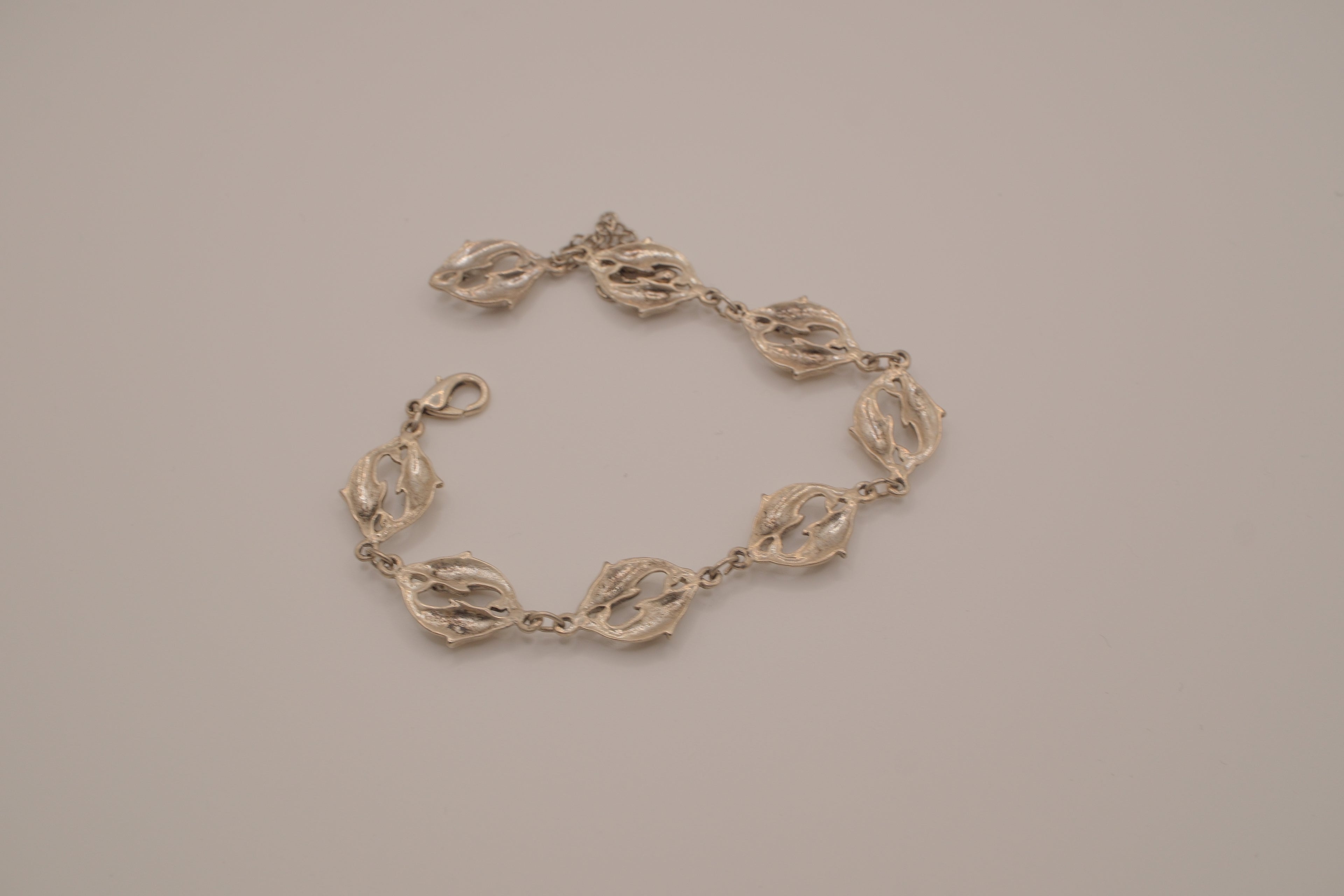 Vintage sterling silver dolphin link bracelet