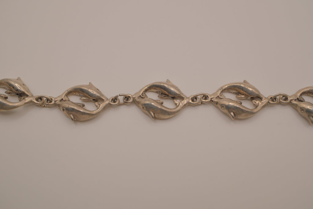 Vintage sterling silver dolphin link bracelet