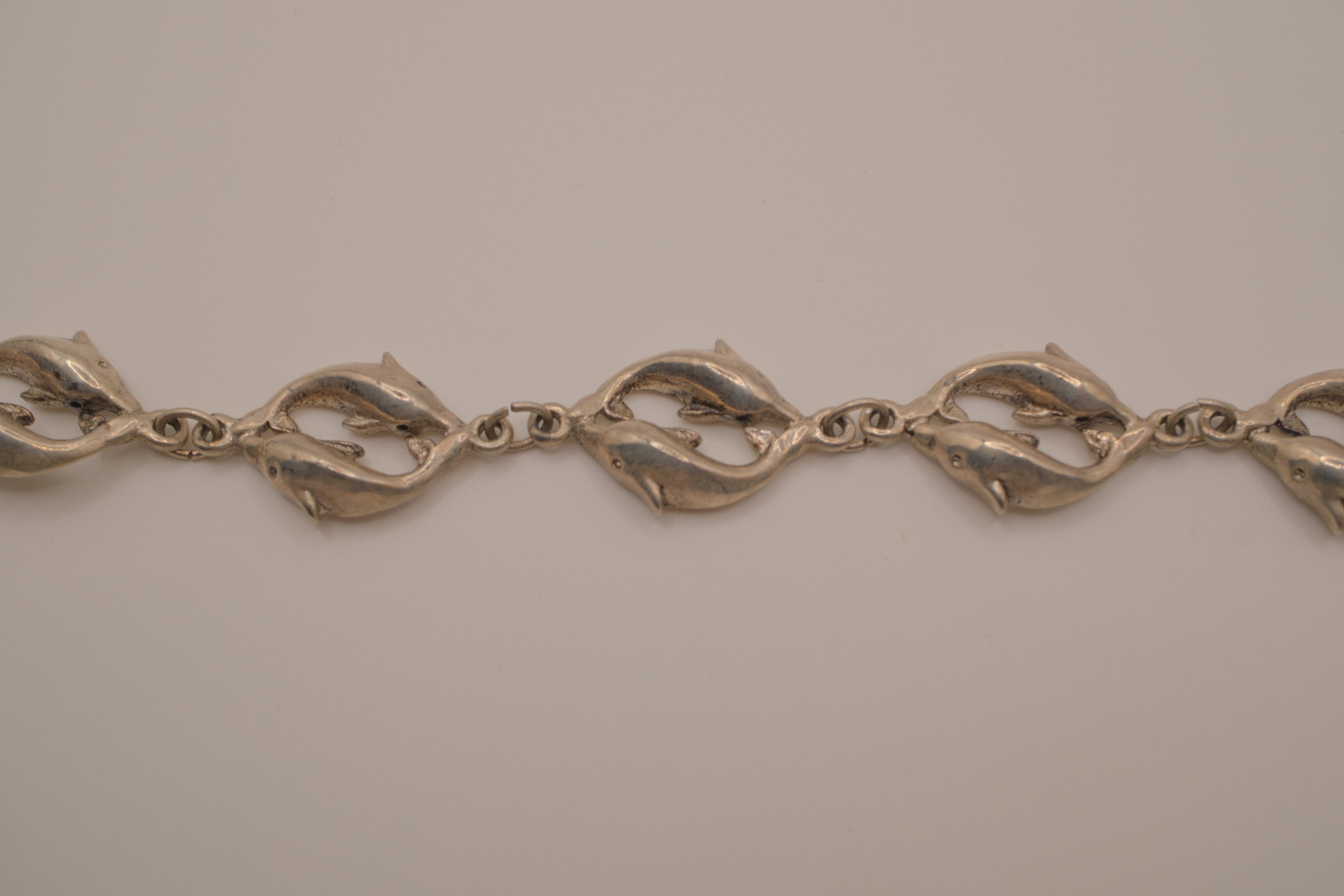 Vintage sterling silver dolphin link bracelet