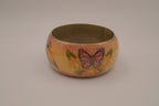 Vintage cloisonné style brass enamel bangle bracelet&nbsp;