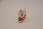 Vintage oval porcelain floral ring