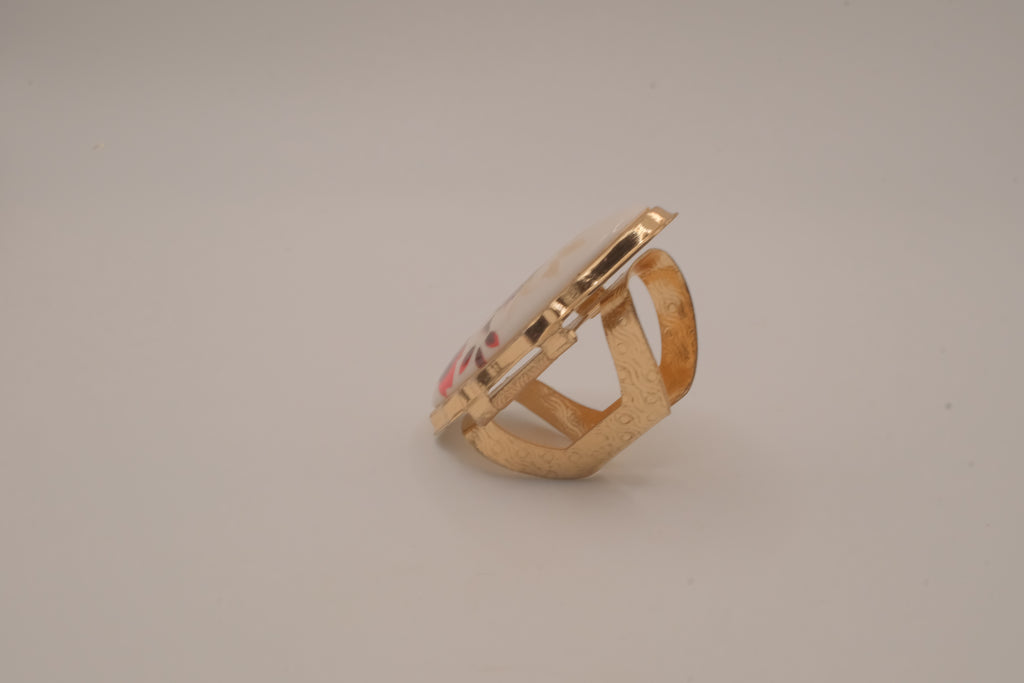 Vintage oval porcelain floral ring