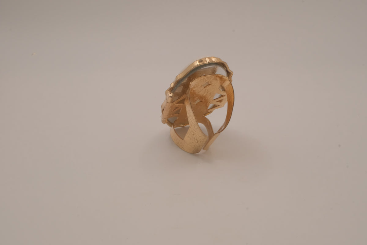 Vintage oval porcelain floral ring
