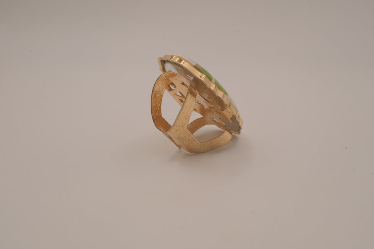 Vintage oval porcelain floral ring