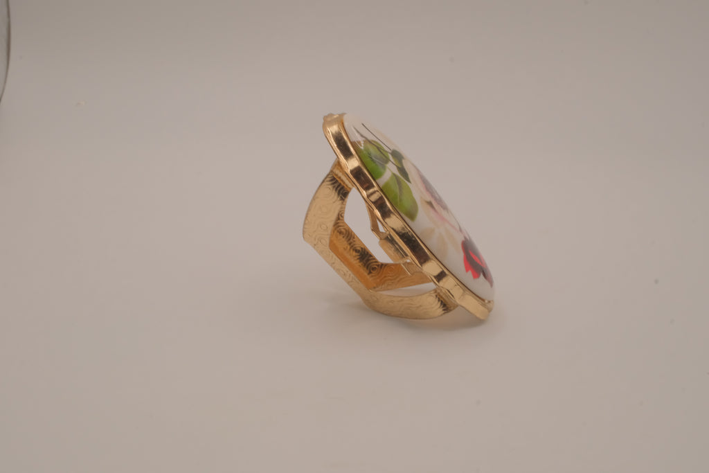 Vintage oval porcelain floral ring
