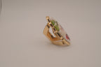 Vintage oval porcelain floral ring