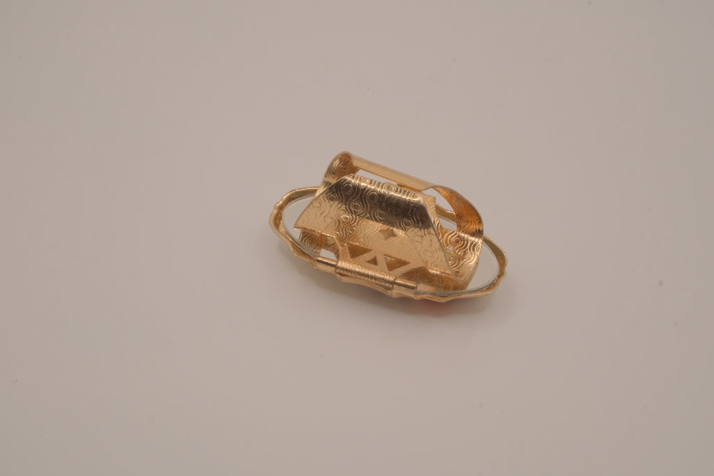 Vintage oval porcelain floral ring