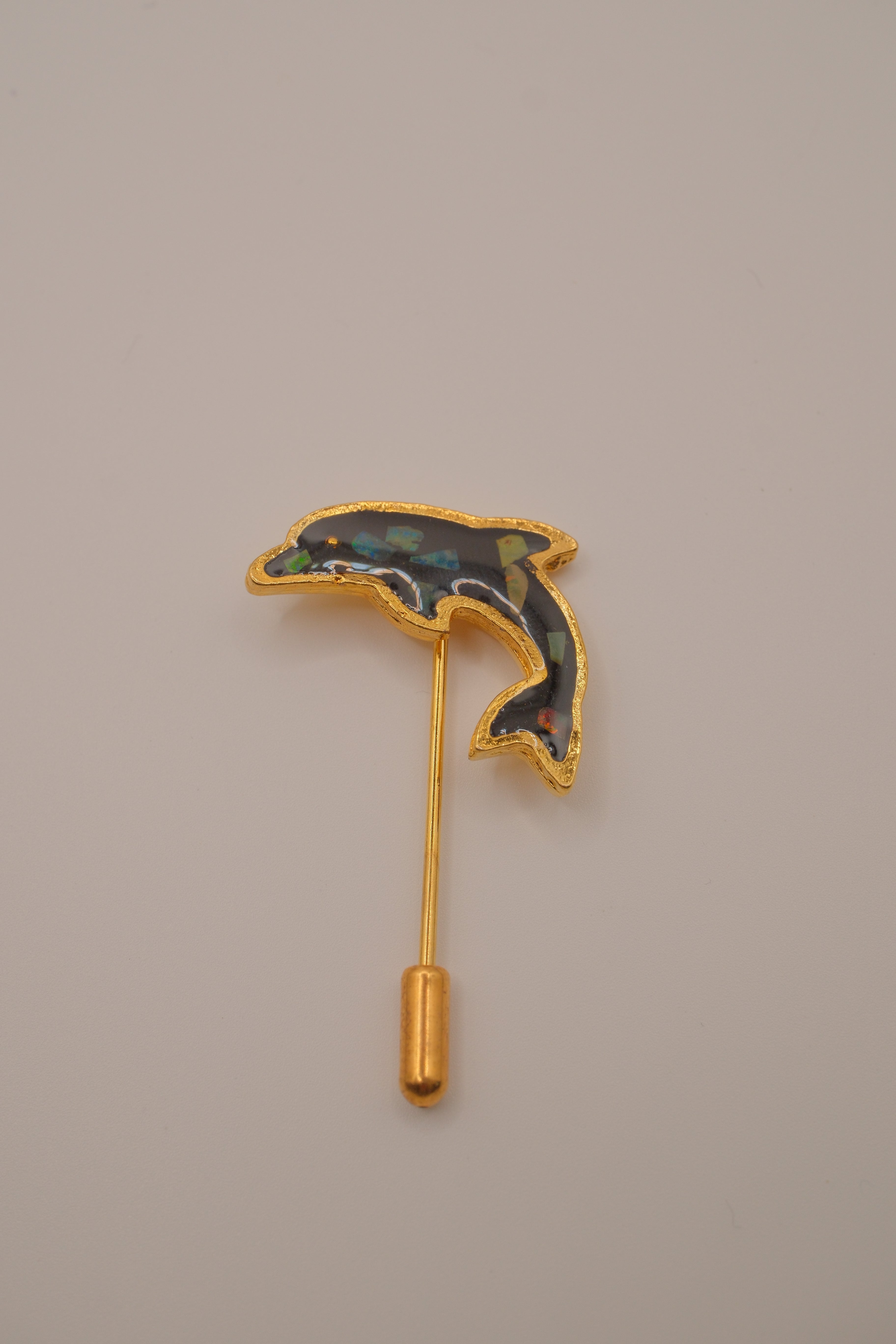 Vintage Hand Layered Opal dolphin stick pin