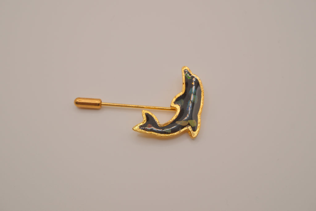 Vintage Hand Layered Opal dolphin stick pin