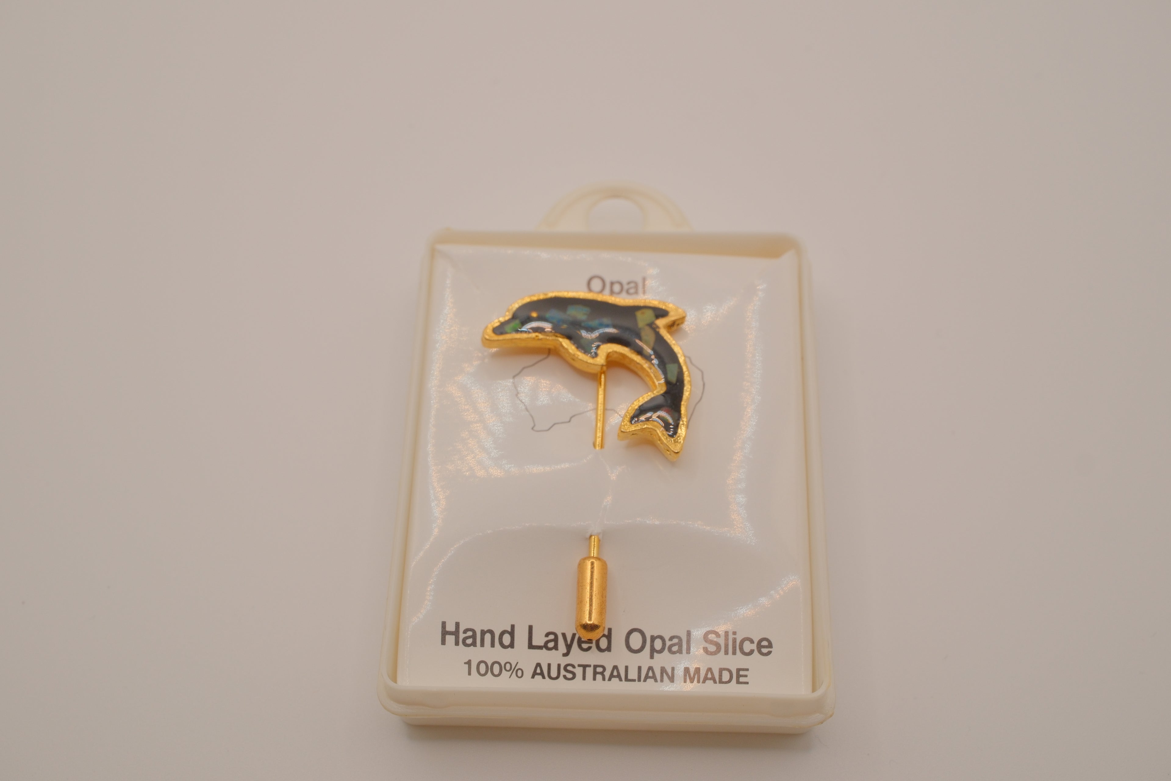 Vintage Hand Layered Opal dolphin stick pin