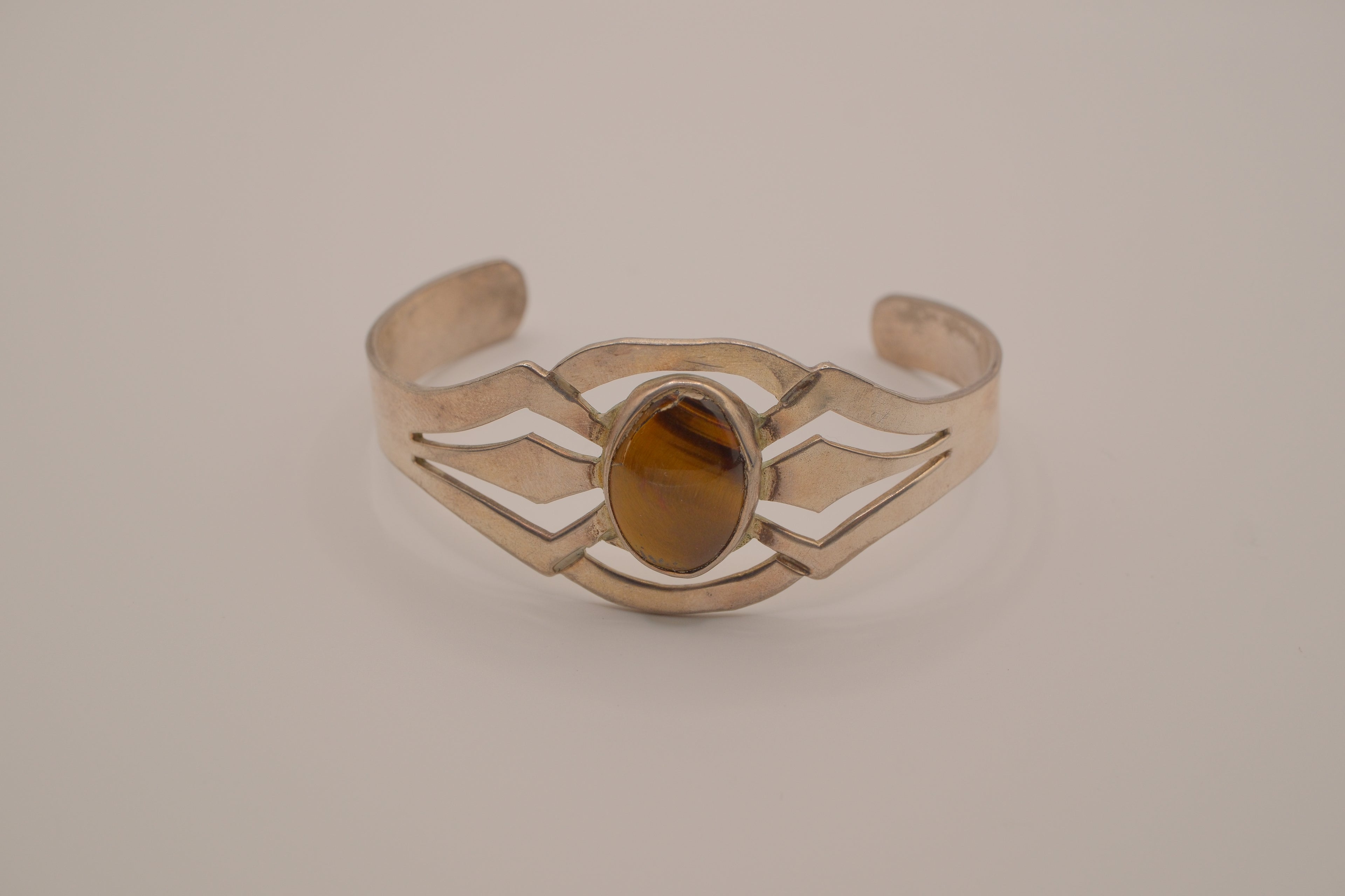 Vintage modernist Mexico alpaca silver cuff bracelet