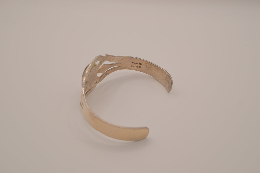 Vintage modernist Mexico alpaca silver cuff bracelet