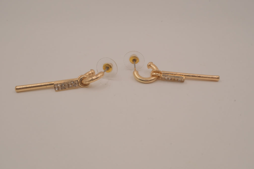 Gold tone Bar earrings with rhinestone