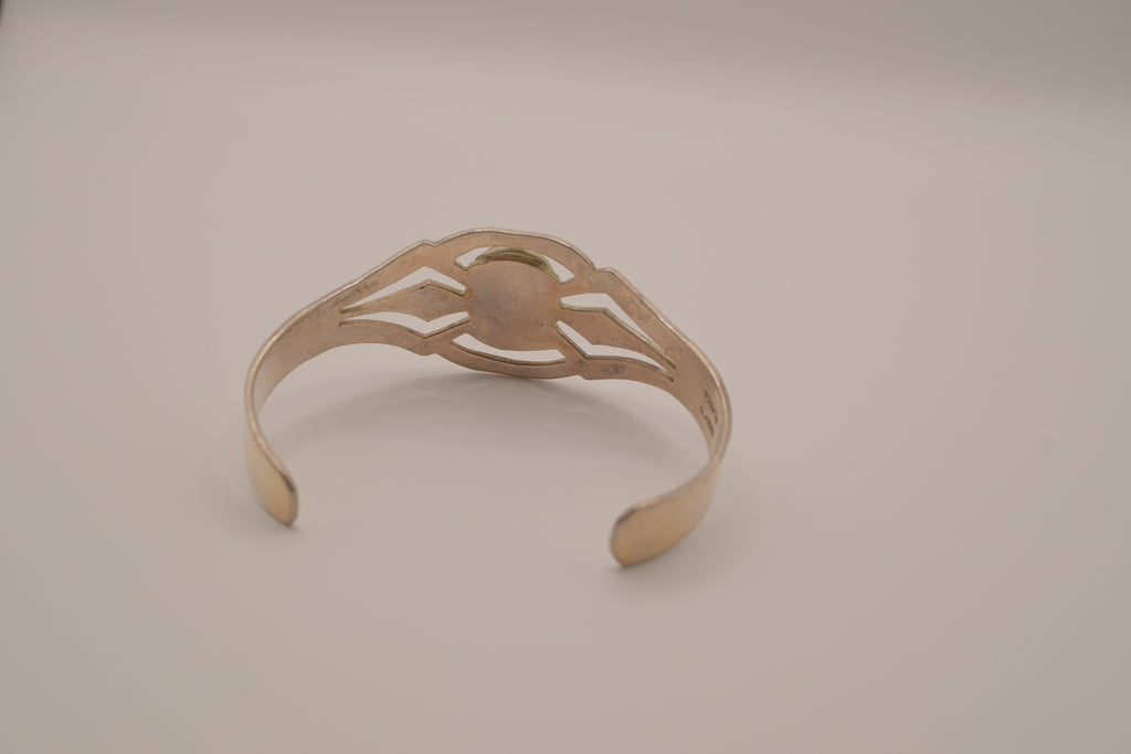 Vintage modernist Mexico alpaca silver cuff bracelet