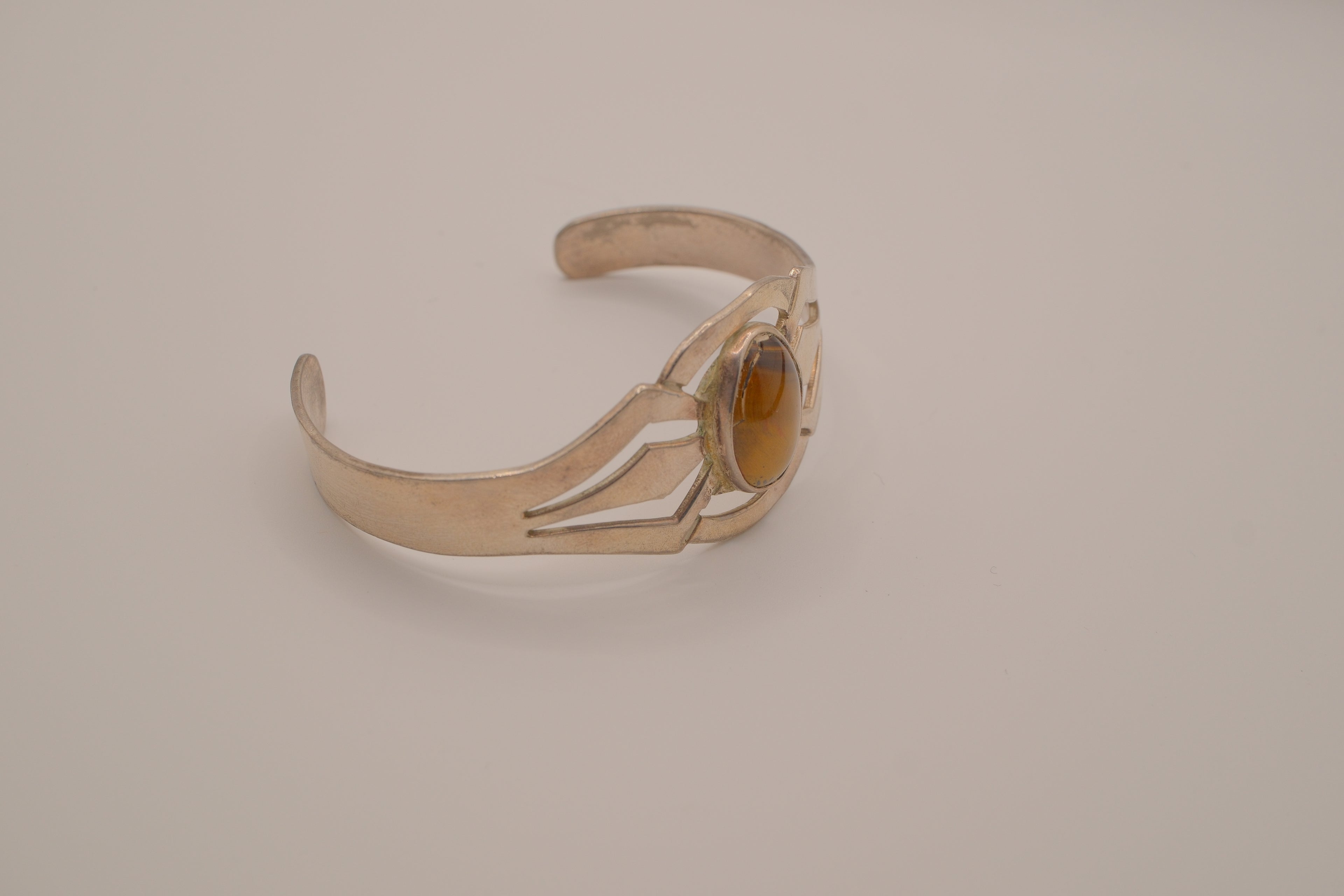 Vintage modernist Mexico alpaca silver cuff bracelet
