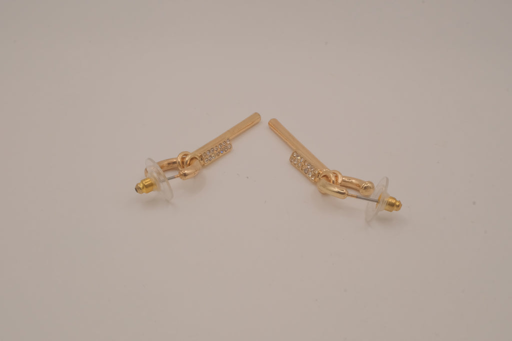 Gold tone Bar earrings with rhinestone