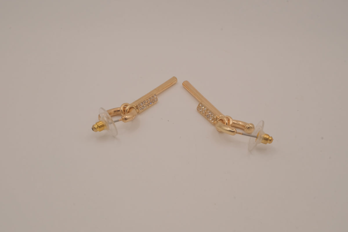 Gold tone Bar earrings with rhinestone