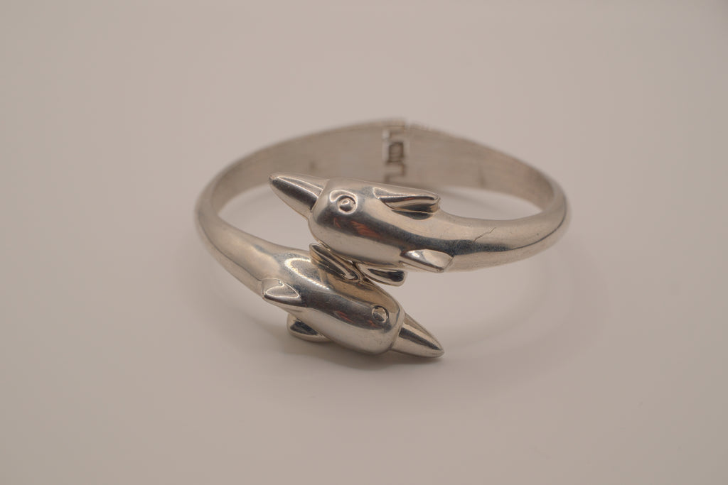 Vintage double dolphin bypass cuff bracelet