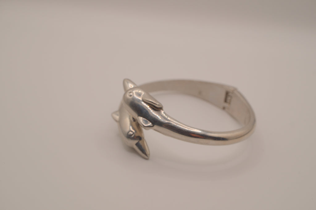 Vintage double dolphin bypass cuff bracelet