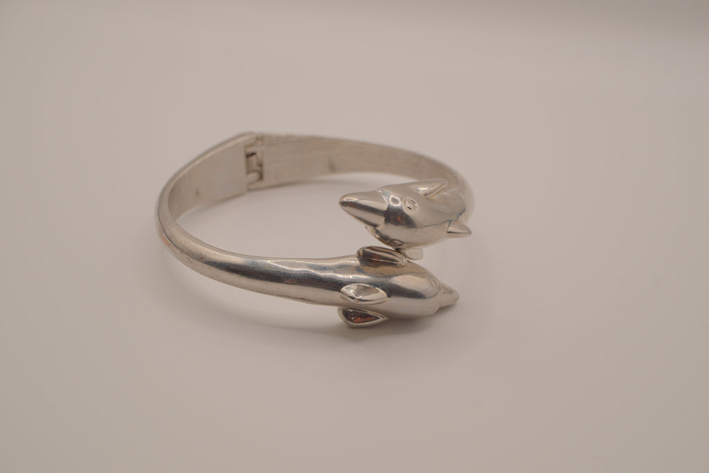 Vintage double dolphin bypass cuff bracelet