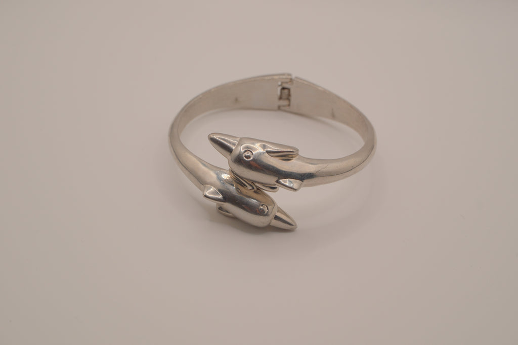 Vintage double dolphin bypass cuff bracelet