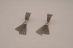 Vintage silver-tone fan and tassel clip-on earrings