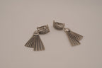 Vintage silver-tone fan and tassel clip-on earrings