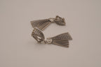 Vintage silver-tone fan and tassel clip-on earrings