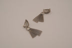 Vintage silver-tone fan and tassel clip-on earrings