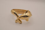 Gold dolphin clamper bangle bracelet
