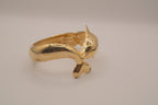 Gold dolphin clamper bangle bracelet