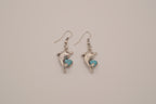 Dolphin dangle earring with faux turquoise inlay