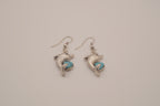 Dolphin dangle earring with faux turquoise inlay
