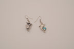 Dolphin dangle earring with faux turquoise inlay