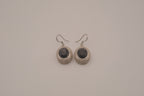Silver tone Oval black stone earring