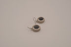 Silver tone Oval black stone earring