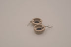 Silver tone Oval black stone earring
