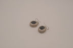 Silver tone Oval black stone earring