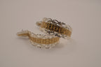 Two-tone filigree open hoop earrings