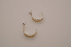 Two-tone filigree open hoop earrings