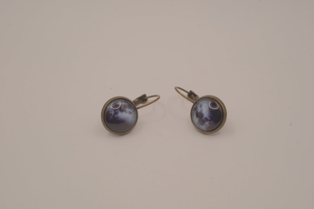 Vintage full moon cabochon earrings