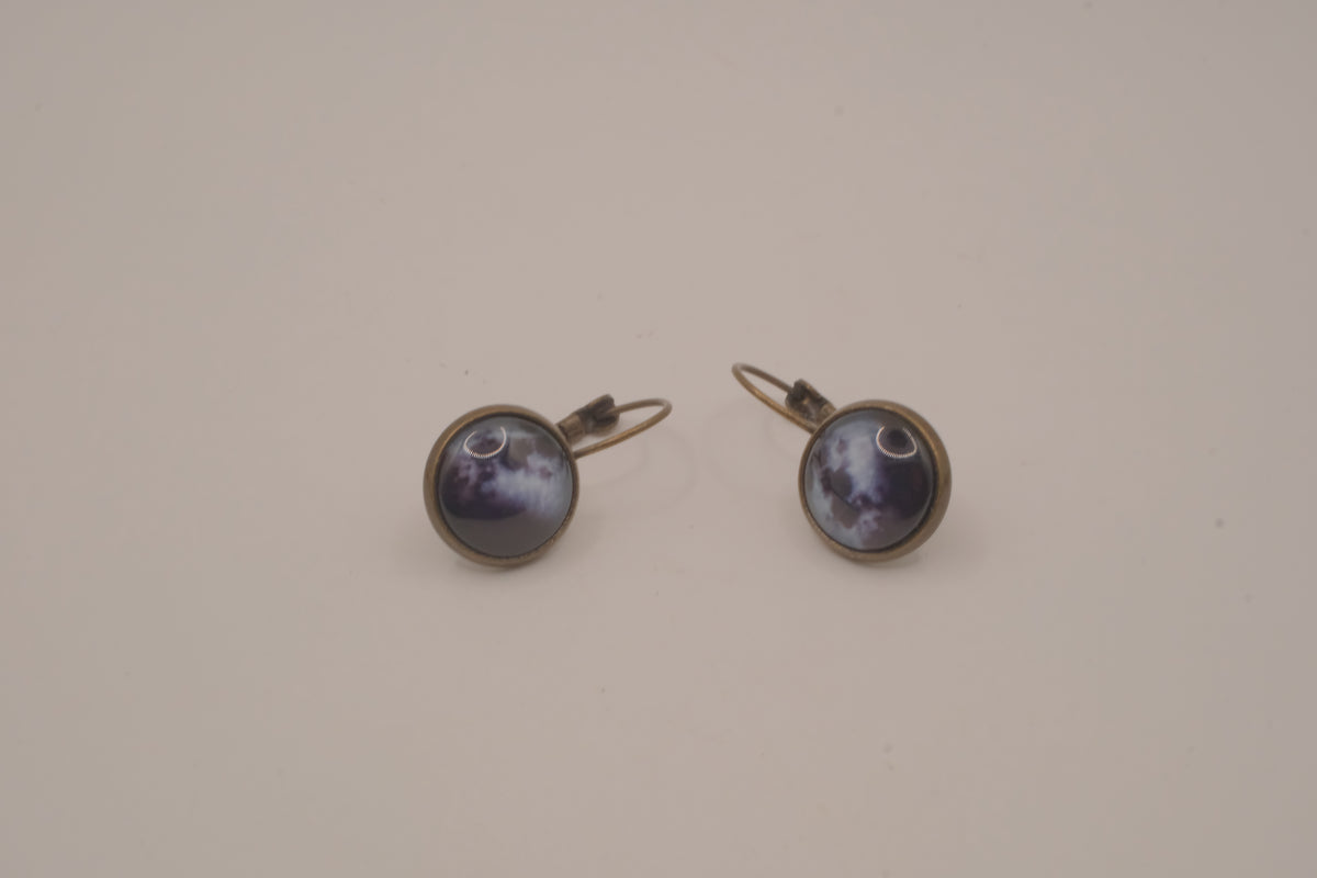 Vintage full moon cabochon earrings