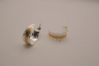 Two-tone filigree open hoop earrings