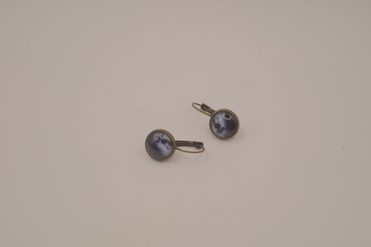 Vintage full moon cabochon earrings