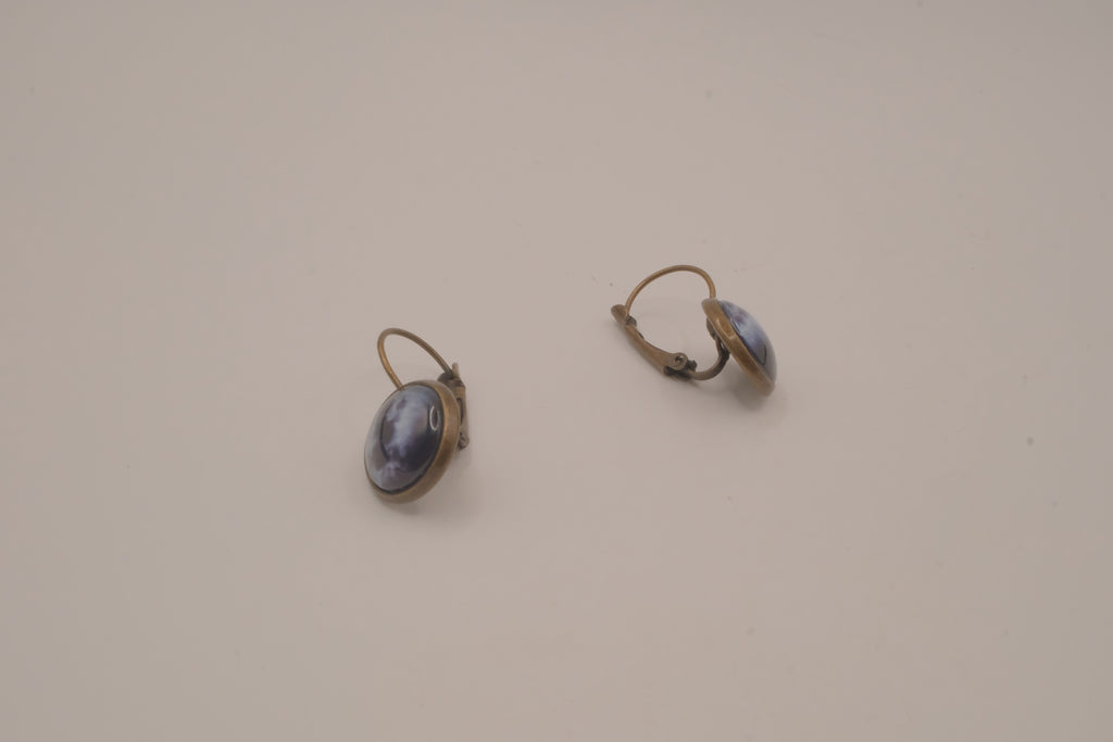 Vintage full moon cabochon earrings