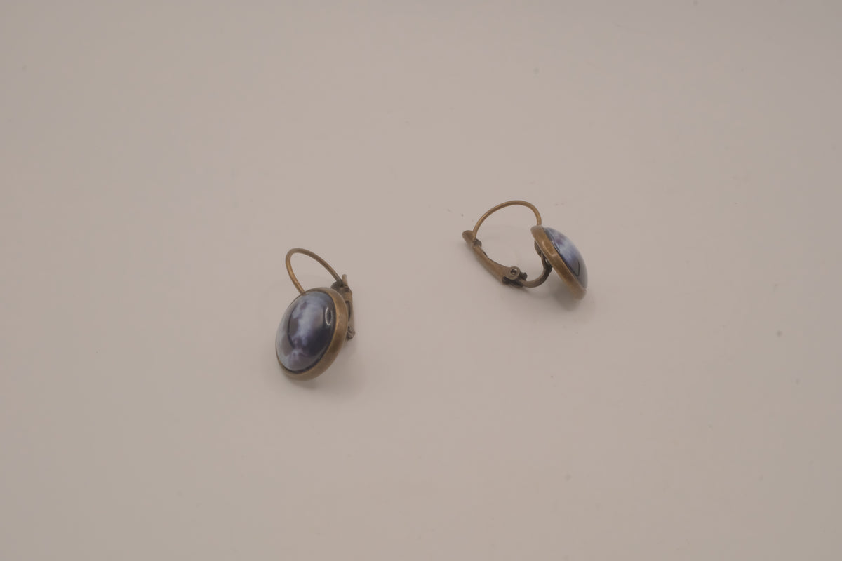 Vintage full moon cabochon earrings