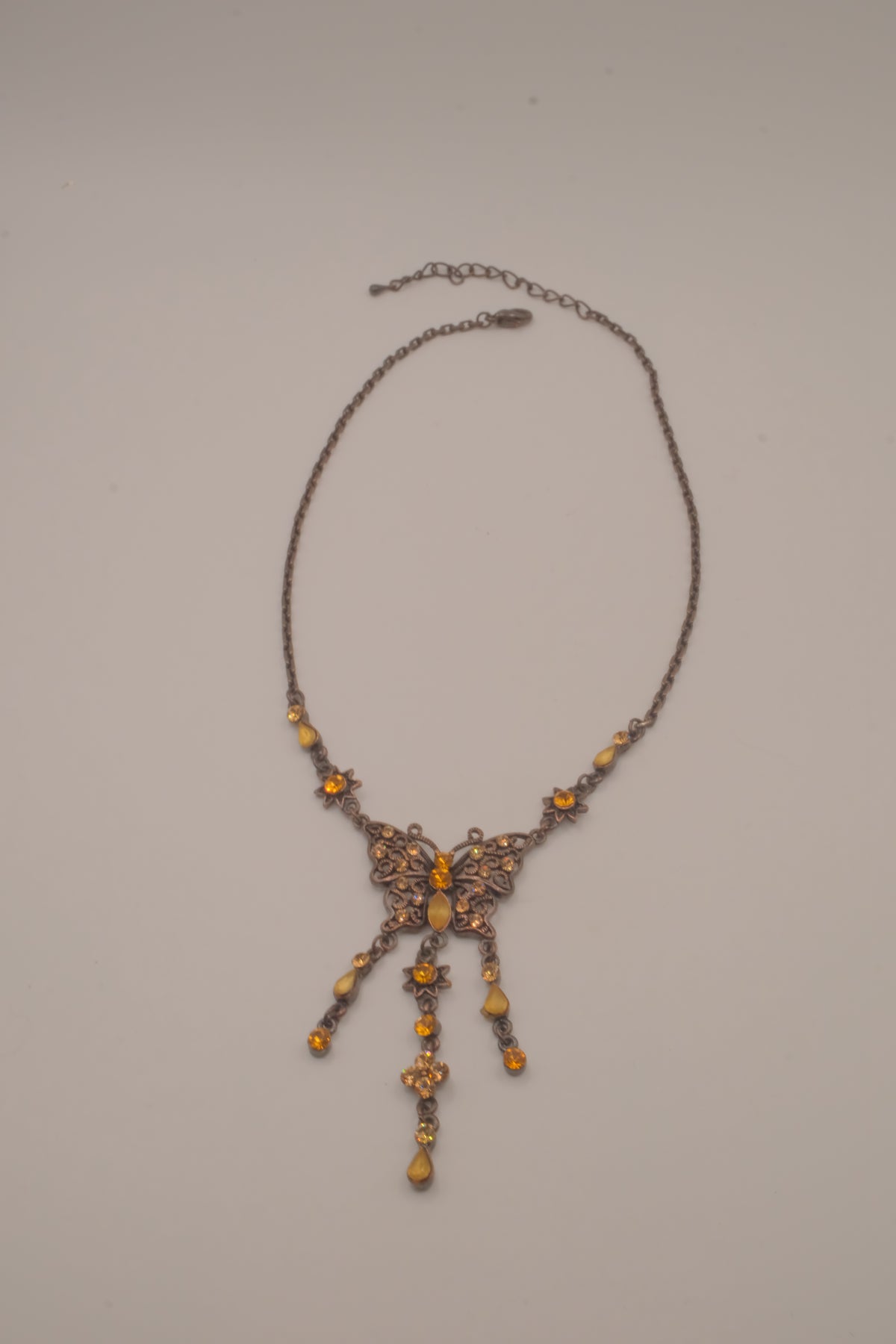 Vintage Art Deco bronze filigree necklace