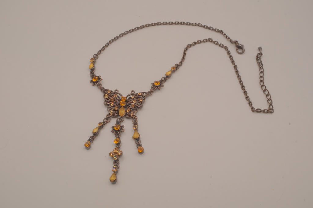 Vintage Art Deco bronze filigree necklace