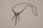Vintage Art Deco bronze filigree necklace